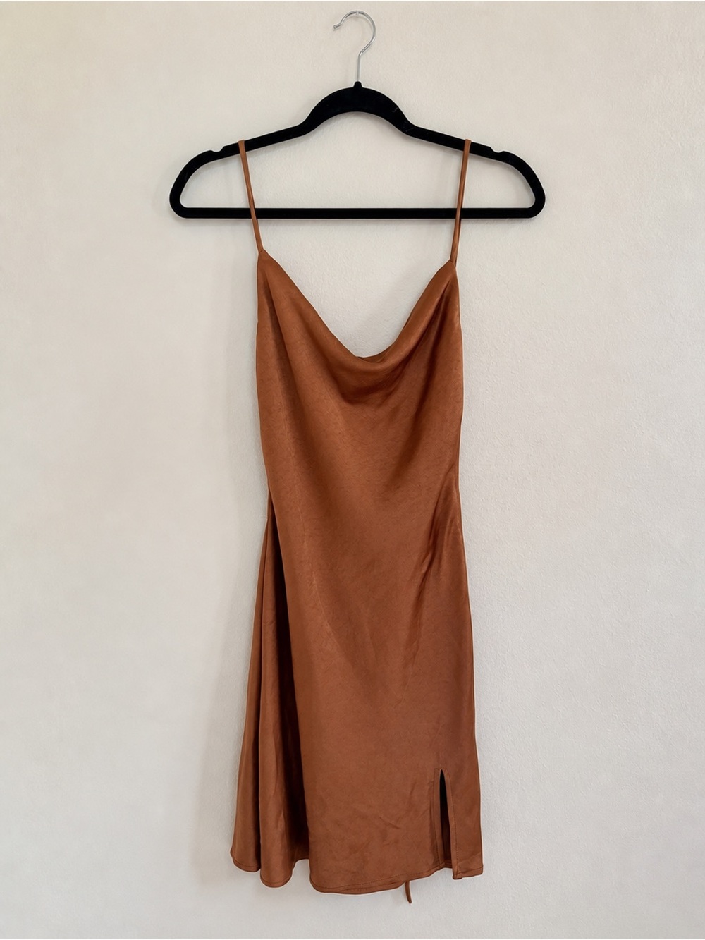 Princess Polly Satin Cowl Slip Dress in Rust Brown NWT